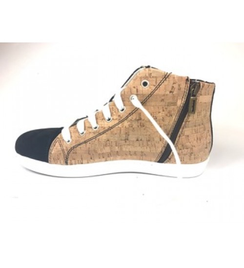 Luxury handmade sneakers black suede leather,  flowers & cork.